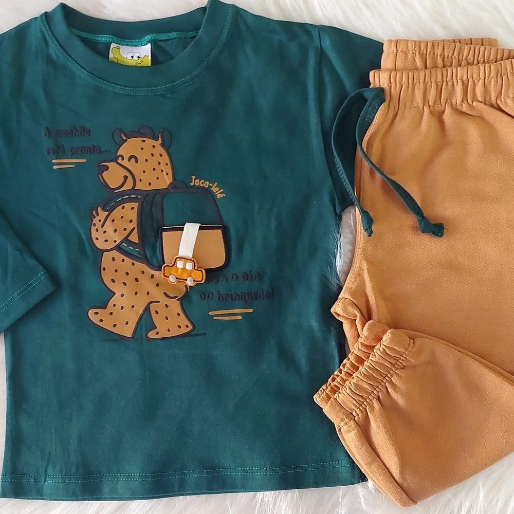 CJ CAMISETA ML URSO MOCHILEIRO ECALCA MOLETOM