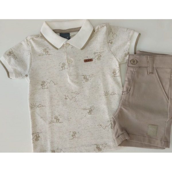 CONJUNTO CAMISA POLO ESTAMPA PRAIA/BERMUDACOM BOLSO EM SARJA BRANDILI - Image 2