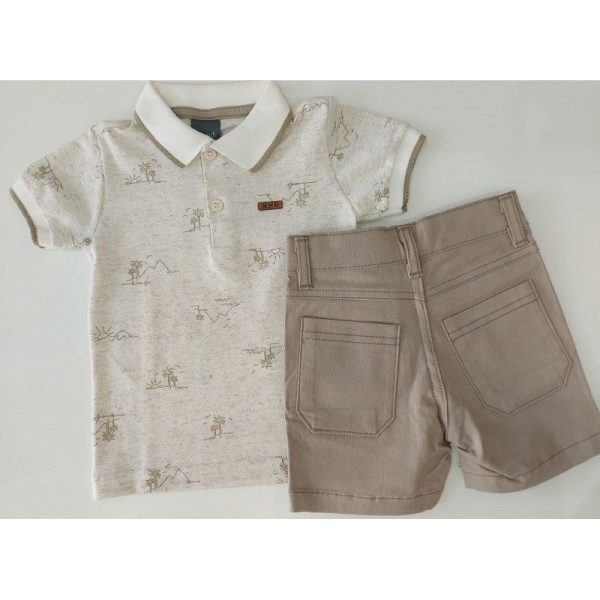 CONJUNTO CAMISA POLO ESTAMPA PRAIA/BERMUDACOM BOLSO EM SARJA BRANDILI - Image 3