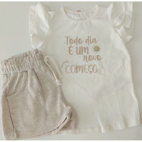 CONJUNTO BLUSA COM FRASE MOTIVACIONAL E SHORTS TEXTURIZADO NINI & BAMBINI - Image 2