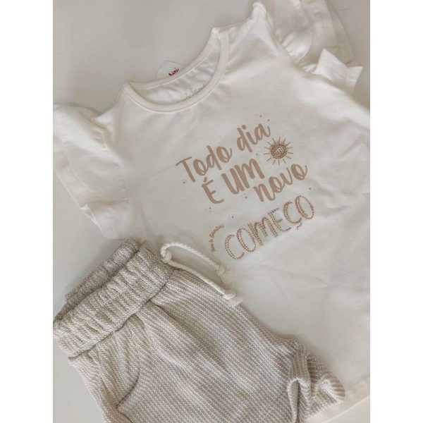 CONJUNTO BLUSA COM FRASE MOTIVACIONAL E SHORTS TEXTURIZADO NINI & BAMBINI - Image 3