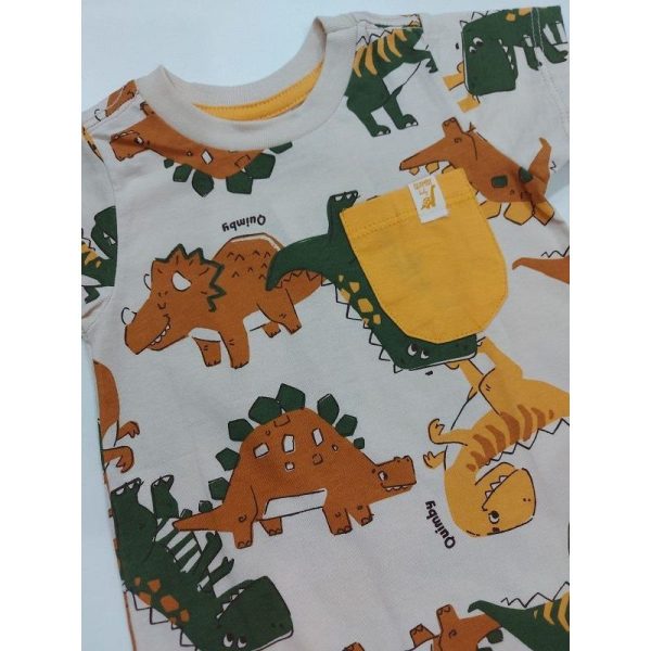MACAQUINHO CURTO COM BOLSO ESTAMPA DINOSSAUROS QUIMBY - Image 2
