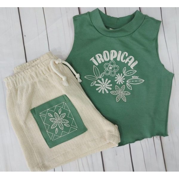 NINI BAMBINI CJ CROPPED REGATA TROPICAL/SHORTS COM BOLSO FRONTAL - Image 2