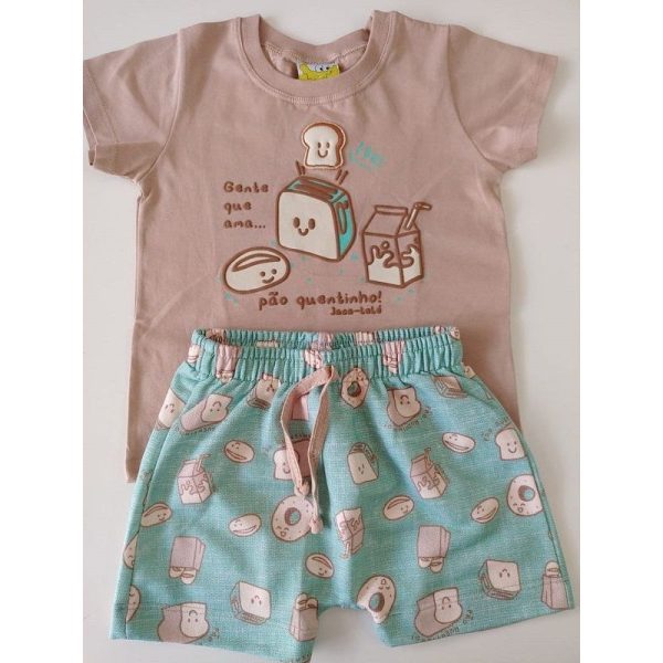 CONJUNTO CAMISETA MANGA CURTA EM MALHA E BERMUDA MOLETOM ESTAMPADA JACA LELE - Image 4