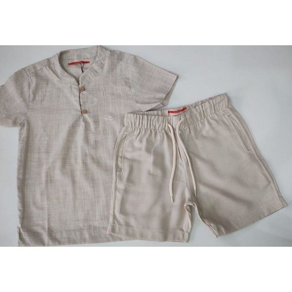 CONJUNTO BATA MANGA CURTA VERANO CHAMBRAY E BERMUDA LINHO FBR - Image 2