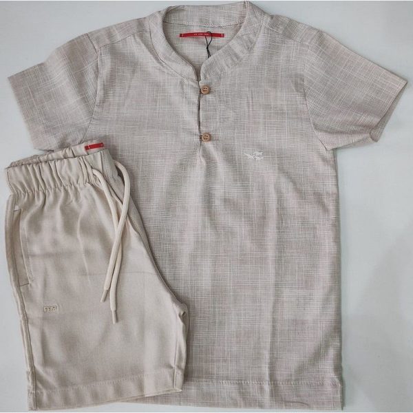 CONJUNTO BATA MANGA CURTA VERANO CHAMBRAY E BERMUDA LINHO FBR - Image 3