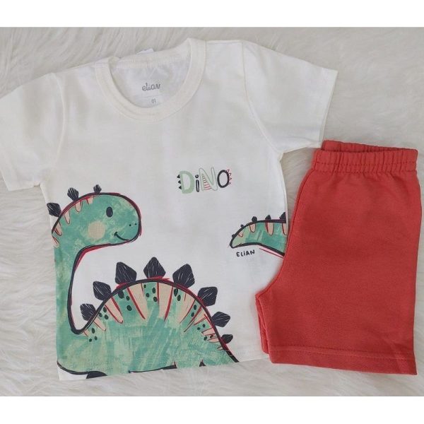 CONJUNTO CAMISETA MANGA CURTA DINO E BERMUDA MOLETOM ELIAN - Image 2