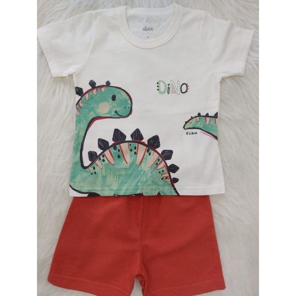 CONJUNTO CAMISETA MANGA CURTA DINO E BERMUDA MOLETOM ELIAN - Image 3
