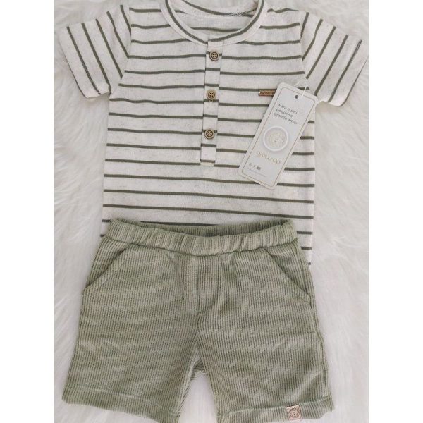CONJUNTO CAMISETA COM PEITILHO LISTRADA E BERMUDA COM BOLSO GROW UP - Image 3