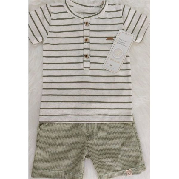 CONJUNTO CAMISETA COM PEITILHO LISTRADA E BERMUDA COM BOLSO GROW UP - Image 4
