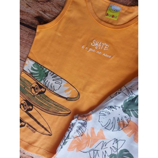 CONJUNTO REGATA SKATE E BERMUDA TACTEL ESTAMPADA JACA LELE - Image 3