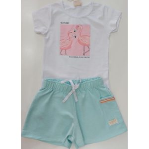 36072 6-14 LANFEL CJ BLUSA MC FLAMINGOS/SHORTS 14
