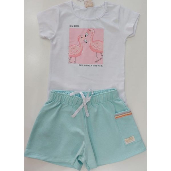36072 6-14 LANFEL CJ BLUSA MC FLAMINGOS/SHORTS 14