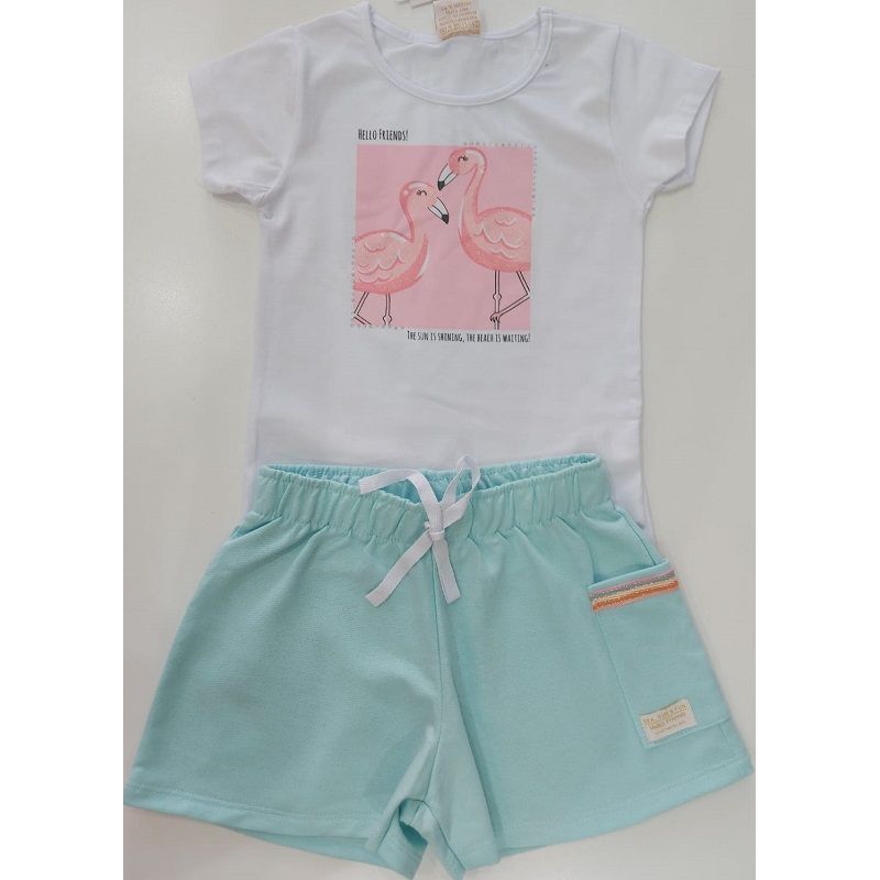 36072 6-14 LANFEL CJ BLUSA MC FLAMINGOS/SHORTS 14