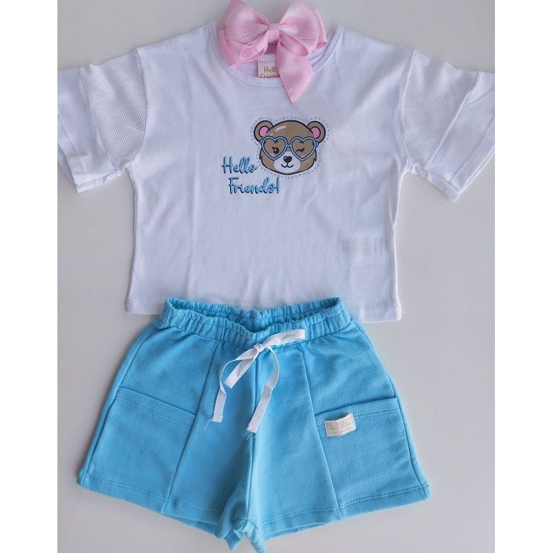 36073 1-3 LANFEL CJ BLUSA MC HELLO FRIENDS/SHORTS 3